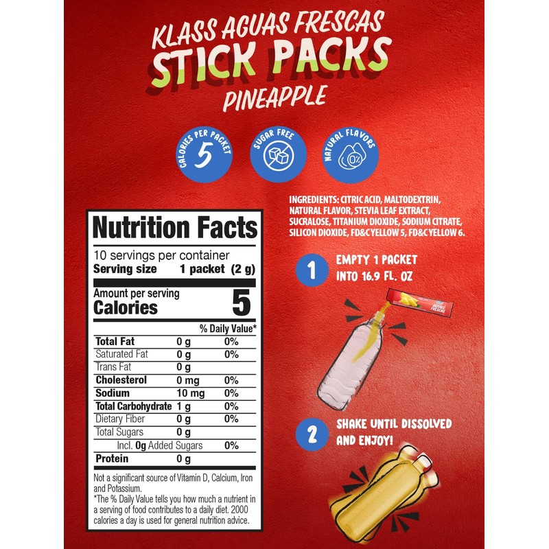 Klass Aguas Frescas, Powdered Drink Mix, 40 Singles Zero Sugar
