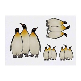4 x 'King Penguins' Temporary Tattoos - Water Resistant, Skin-Safe, Non-Toxic Transfers, Mixed Sizes (TO00041461)