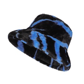 Winter Hat Unisex Fishing Hat Striped Plush Zebra Hat Women Girls Women's Hat Fashionable Windproof Hat Plush Winter Hat Thickened Cuddly Bucket Hat Cotton Outdoor Wool Hat Autumn Winter, blue