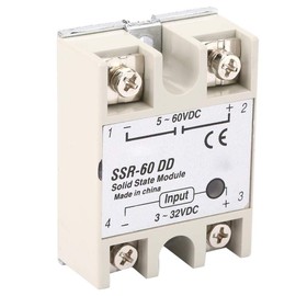 Keenso SSR-60DD Solid State Relay, 3-32VDC to 5-110VDC 60A Output Current DC-DC Solid State Relay SSR Module for Industrial Automation Processes