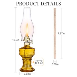 2 Pcs Chamber Oil Lamps for Indoor Vintage Kerosene Lamp Rustic Hurricane Kerosene Lantern with Adjustable Fire Wick Lighting Oil Lantern for Tabletop Decor and Emergency Lighting (Brown)