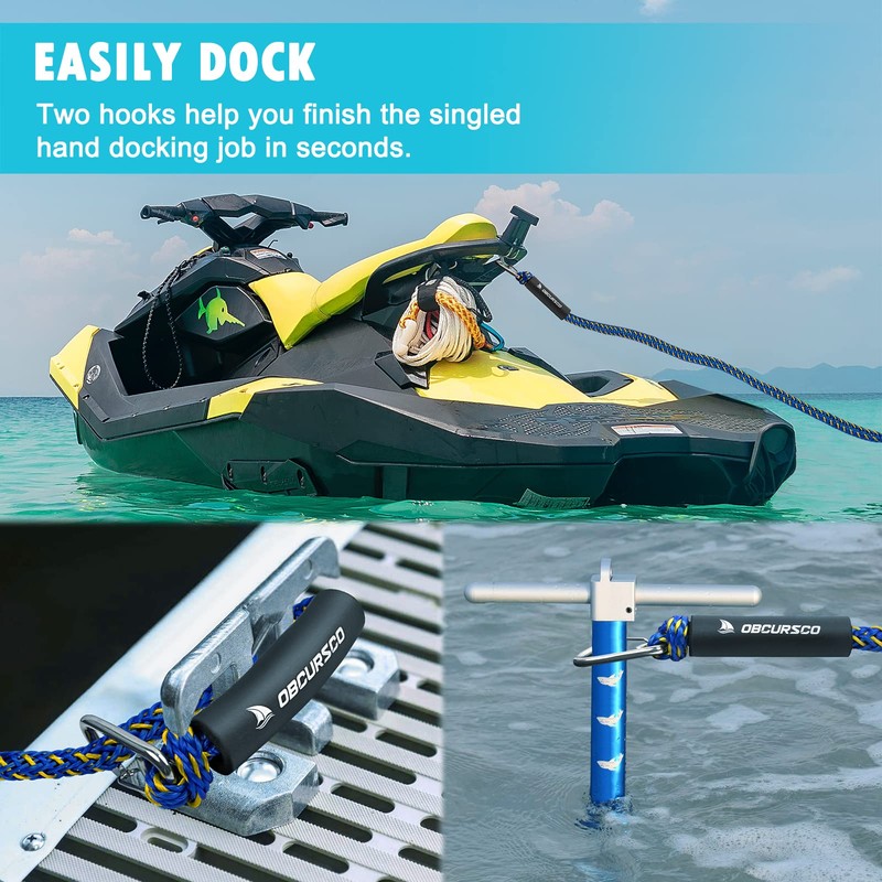 Obcursco Bungee Dock Line, Jet Ski Dock Line with Double
