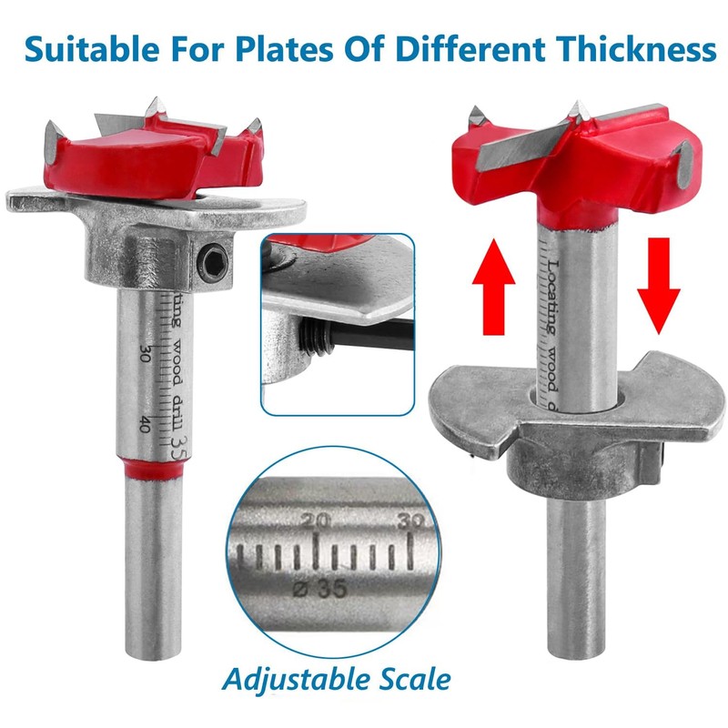 35mm Concealed Hinge Jig Kit, Bestgle Woodworking Tool Drill Bits