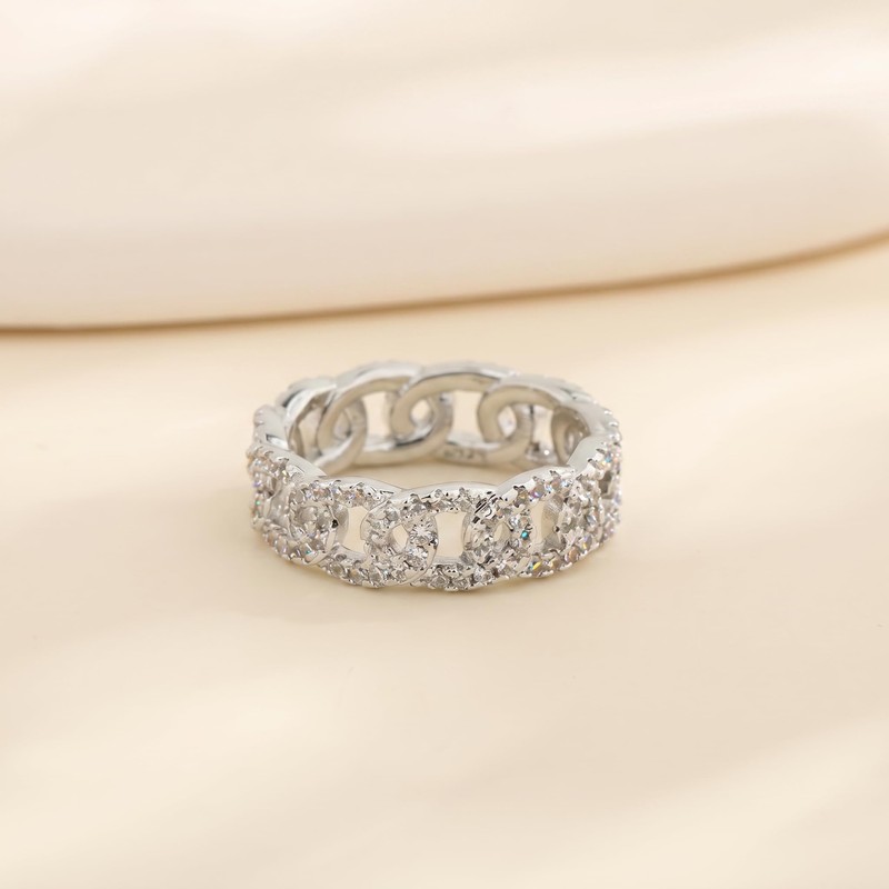 Sumeror S925 Sterling Silver Cubic Zirconia Band Rings for Women