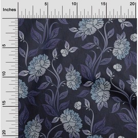 oneOone Velvet Navy Blue Fabric Dotted Floral Sewing Fabric by The Yard Printed DIY Clothing Sewing Supplies 58 Inch Wide