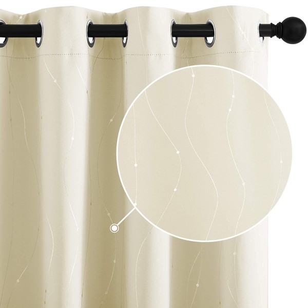 StangH Thermal Insulated Curtains for Bedroom - Silver Line Dots