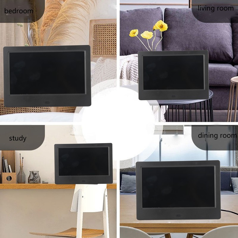 7 Inches Black Brightness Alarm Clock WIFI Synchronous Update With