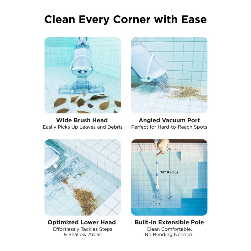 InoKraft Pool Vacuum for Above Ground Pool, Cordless Handheld Pool