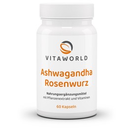 Vita World Ashwagandha Rose Root Complex 60 Vegan / Vegetarian Capsules Pharmacist Manufacture
