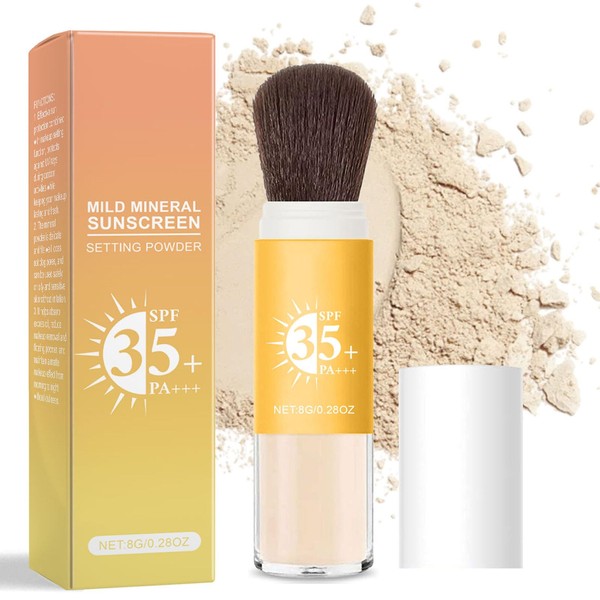 Mineral Powder Sunscreen Foundation with Brush, Scalp Sunscreen, SPF 35,
