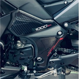 BLACK DOVES GRAPHICS 3D resin stickers protections compatible with KAWASAKI Ninja 1000 SX 2023 Metallic Matte Sovereign Red/Metallic Diablo Black (Engine Guard)