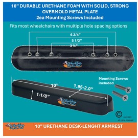 Wheelchair ARMPADS (Armrest) for Wheelchairs Made with Urethane Foam and Metal Insert for Longer use and Comfort (10")