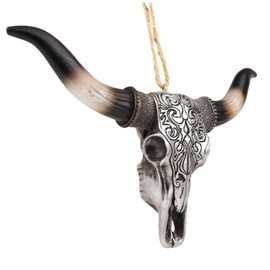 Needzo Longhorn Skull Ornament, Hanging Western Steer Decoration, 3.75x6 Inches