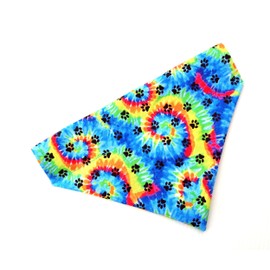 Cotton Reversible Tie-Dye Paws Prints Dog Bandana Accessories Slip Over the Collar Petwear Neckwear