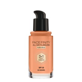 Max Factor Facefinity All Day Flawless 3-in-1 Foundation in Caramel 85 - Primer, Concealer & Foundation in One - For a Perfect Frosted Finish - 1 x 30 ml