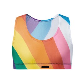 GENEMEN Mens Mesh Crop Top Sports Bras Y Back Tank Top Printed Sleeveless Tank Top Fashionable Shirt (Rainbow, L)