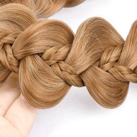 Gledola Bridal Hair Accessories Wide KinkyFishtail Plaited Braids Headband Braided Synthetic Hair Elastic Stretch, for Women, Bride (Golden Blonde)