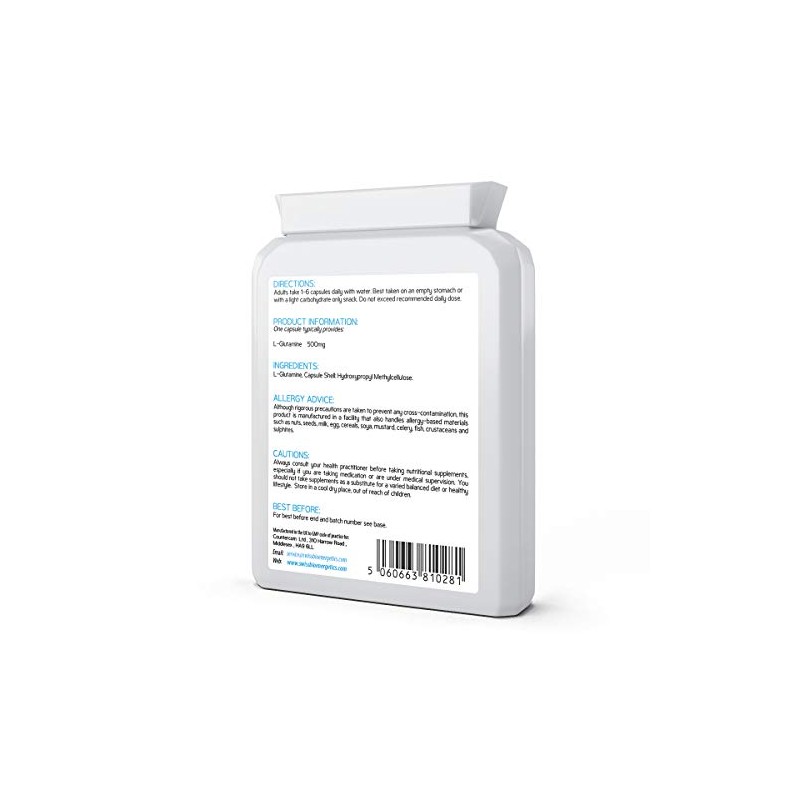 L-Glutamine 500mg 90 Capsules - Pure Amino Acid with no
