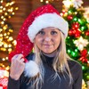 Ciffre Long Christmas Hat Santa Hat Red Plush with Glitter