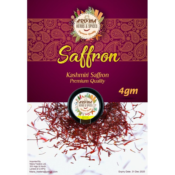 Saffron | Authentic Kashmiri saffron || Finest Pure Premium Red Kashmiri Saffron Threads, Grade A+, Finest Grade Saffron for Tea, Paella, Rice, Desserts and all Culinary Uses(2 PACK OF 2 GRAM)