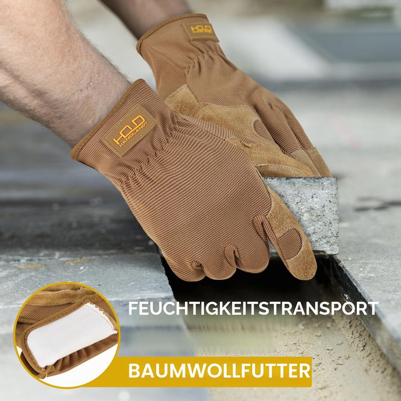 HANDLANDY Leather Gardening Gloves, Work Gloves for Men and Women,