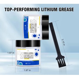 White Lithium Grease 4oz/114g - Multi-Purpose High Temperature Lubricant for Automotive, Marine, Industrial & Household Use - Ideal for Bearings, Chains, Gears, Hinges, Sliding Tracks - Includes Brush