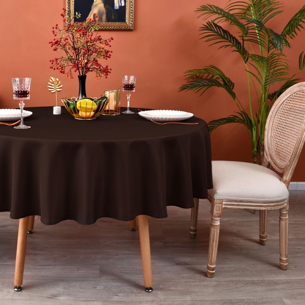 MEANMOY Brown 210 GSM Water & Stain Resistant Round Tablecloth