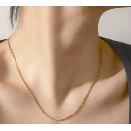 Nareteri 14K Yellow Gold 1.15mm Solid Box Chain Necklace Link for Women and Men, 16 inch