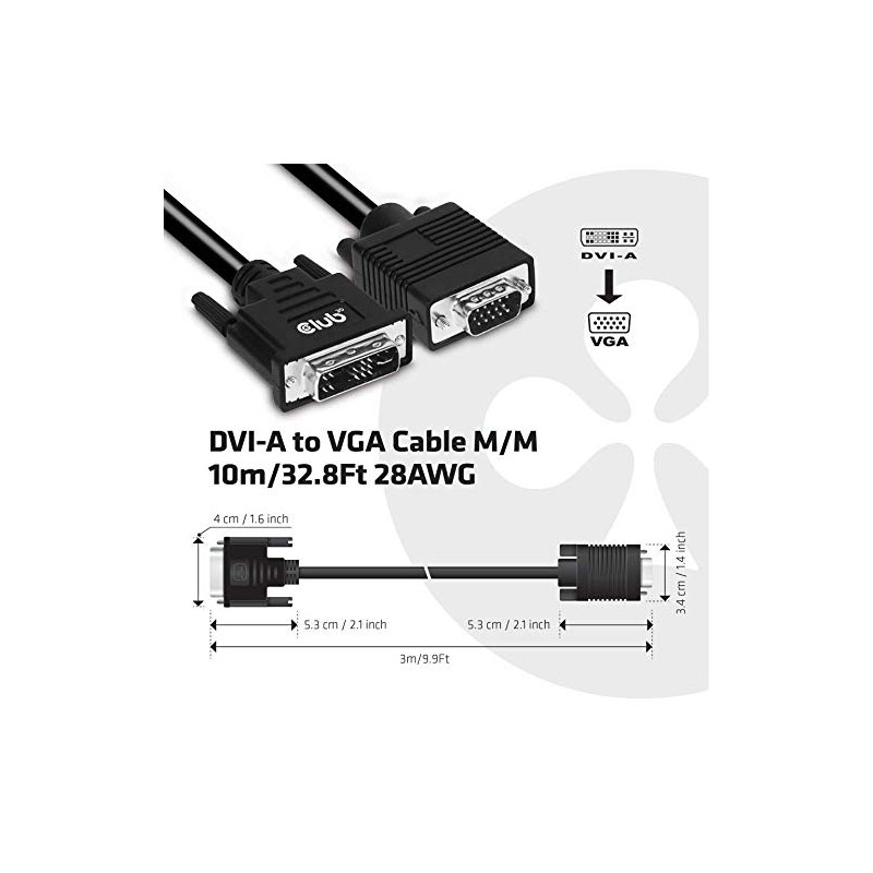 Club3D Cable DVI to VGA 3 m