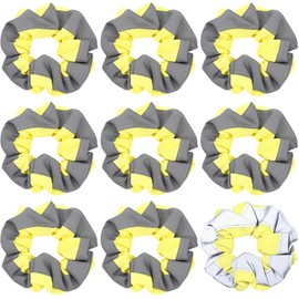 Suncalla 9 Pack Hi Vis Reflective Scrunchies Silver Florescent Warning Strip Reflective Hair scrunchies Running Neon Thick Elastic Bands for Women(Yellow)