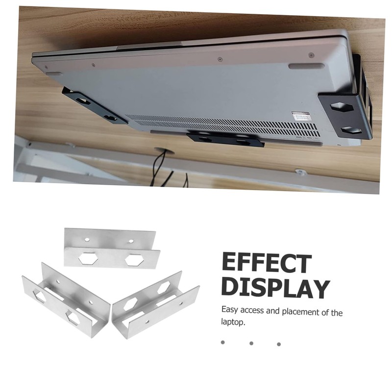 SHOWERORO 3Pcs Under Desk Laptop Holder Metal Mount Bracket for