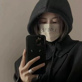 Women's Balaclava Hooded Scarf Hat - Winter Neck Warmer lf3538 One Size / Pullover Style Hood with Buttons - Khaki 4ea