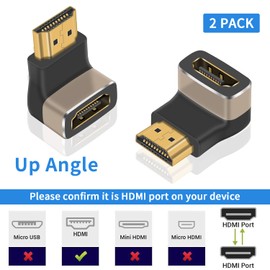 Duttek 8K HDMI 2.1 Extender Adapter, 90 Degree Upward Angle Male to Female HDMI Adapter Extender Connector for TV, Roku, Fire Stick, Chromecast, Switch, Laptop, PC (2 Pack)
