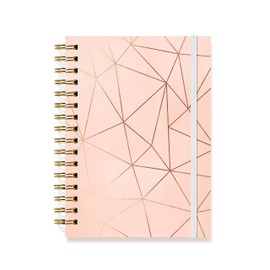Designer Greetings, Designer Papers Flex Cover Journal with Elastic Band, Geometric Rose Gold Foil Design - 320 Pages (6” x 8.25”) - Perfect for Work, School, Creative Writing, Personal Notes and