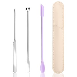 3 Pcs Makeup Spatula,Foundation Cosmetic Spatula,Stainless Steel Facial Beauty Spatulas Tiny Face Professional Makeup Palette Mixer Face Cream Applicator Mixing Tool for Even Application Double Edged