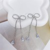 Clip on Bow CZ Drop Dangle Earrings for Women Non