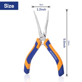 WISEPRO 6 Inch Mini 45-Degree Bent Long Nose Pliers, Jewelry/Craft Making, Repairing