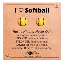 EPIRORA Softball Gifts for Women Girls, Hypoallergenic Sterling Silver Softball Stud Earrings Stocking Stuffer Accessories Present for Mom Sports Fan Lover