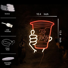 Red Solo Cup Toby Neon Sign West Texas Sign Red Neon Light Country Music Singer Souvenir Gift for Fans and Friends 13.4 * 10.4 Inch