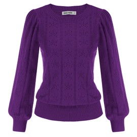 GRACE KARIN Women Autumn Soft Jumper Long Sleeve Elastic Pullover Casual Daily Christmas Sweater Dark Red Purple XL