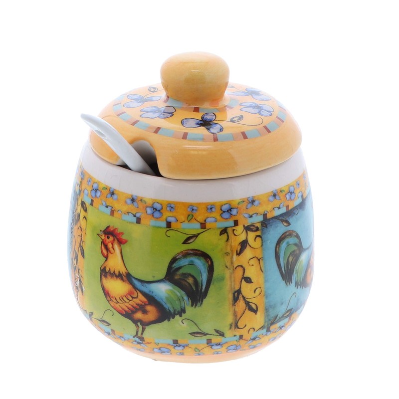 Dolomite Sugar Bowl or Salt Canister With Spoon And Lid