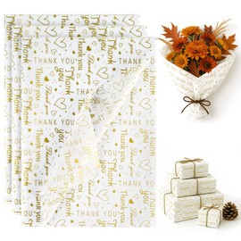 Koogel 100 Sheets Gold White Tissue Paper Bulk, 20×14 Inch Gold Metalic Tissue Gift Wrapping Paper for Graduation Birthday Party Decorations