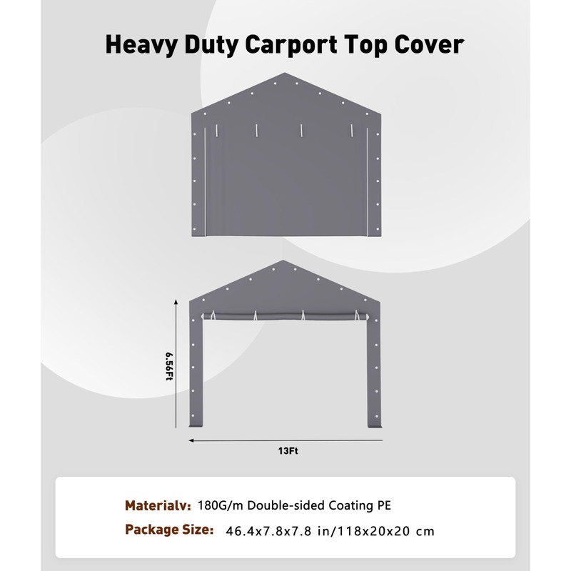 IDEALHOUSE 2-Pack Heavy-Duty 180G Zipper Doors Replacement for Carport -