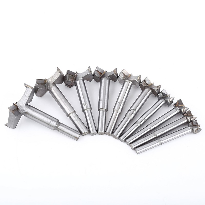 10pcs 14-50mm Forstner Drill Bit Set Flat Wood Drilling Woodworking