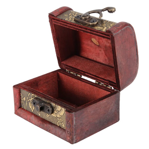 Small Wooden Treasure Chest Box,Decorative Box Treasure Chest Box Vintage Style Wooden Box Wood Storage Box for Candy Jewelry Display Decoration