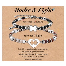 CheersLife Mother Daughter Bracelet Mother Son Bracelet Gift for Mother Daughter Bracelet for Girls Women Boys Matching Bracelets Set for 2 Mother's Day Back to School IT