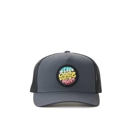 Rip Curl Curve Peak, Structured Trucker Hat, Mesh Snapback Baseball Cap for Men, Adjustable, Washed Black 244, One Size