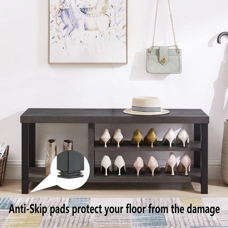 EXCEFUR Industrial Entryway Bench, Rustic Indoor Shoe Boot Storage Bench