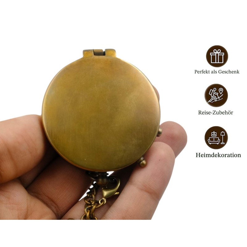 KHUMYAYAD Brass Pocket Compass Handmade Full Function Antique Nautical Compass