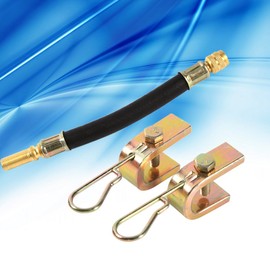 Tyre Valve Extension Adapter, Fydun 4 x 140 mm Wheel Transport Adapter + 2 Pieces Clamps, Flexible Rubber Valve Extension for Trucks, Motorhomes, Trailers and Bus Tyres